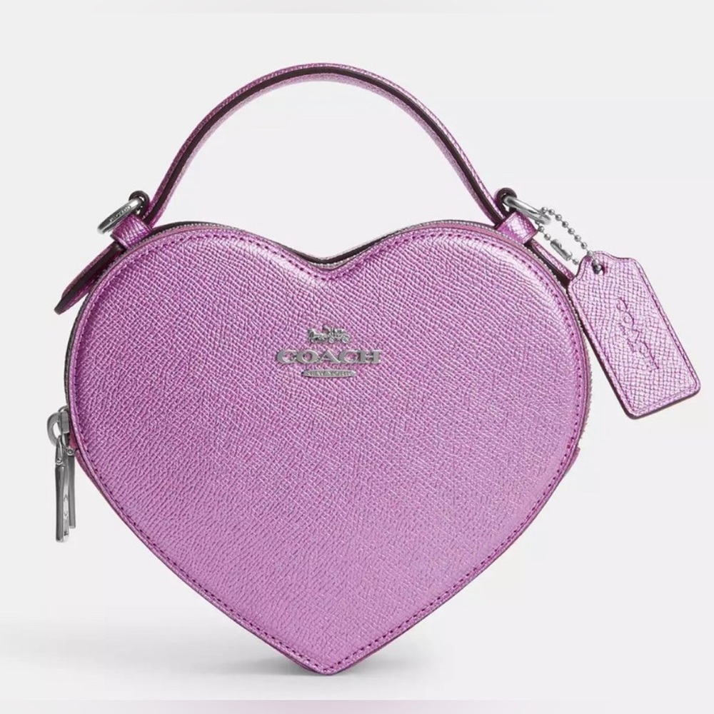 Last 1! 😊New Coach Heart Crossbody Silver/Metallic Lilac